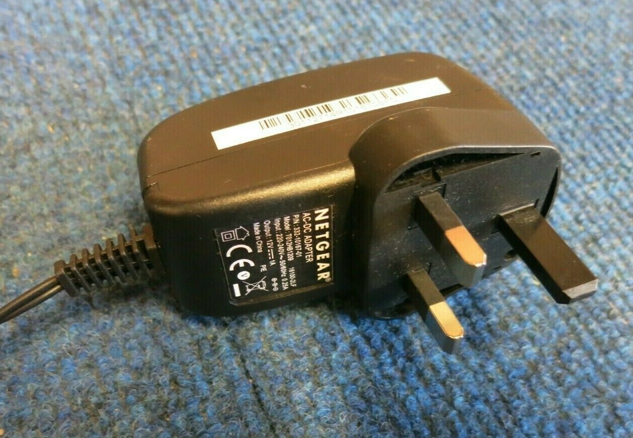 New 12W 12V 1A Netgear 332-10167-01 T012HB1209 AC Power Adapter Charger UK Plug